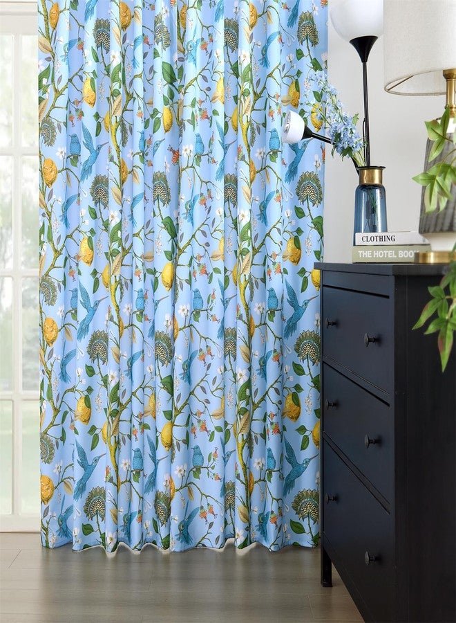 RoomTalks Boho Lemon Curtains for Bedroom Living Room 63 Inches Length 2 Panels Semi Blackout, Summer Coastal Vintage Hummingbirds Botanical Floral Curtain Panels Cute Turquoise Blue Window Drapes - Image 4